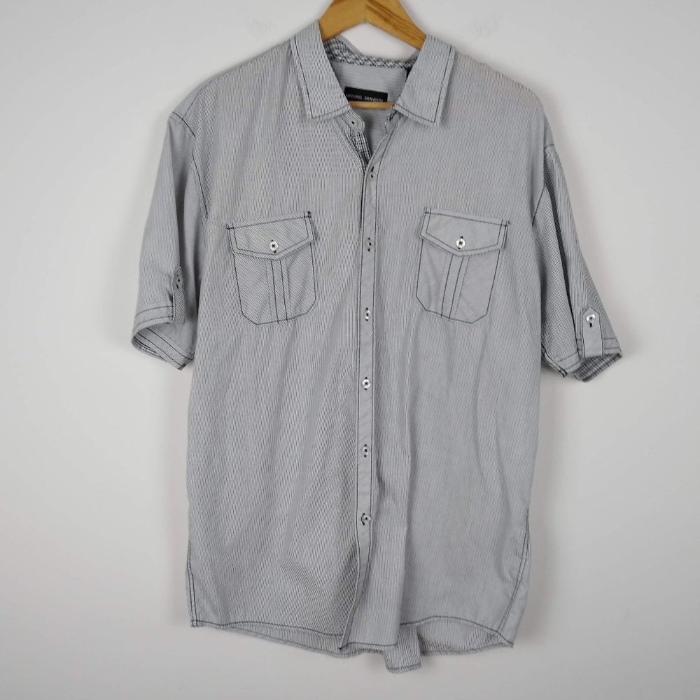 Michael Brandon Stripped Button Down Short Sleeve